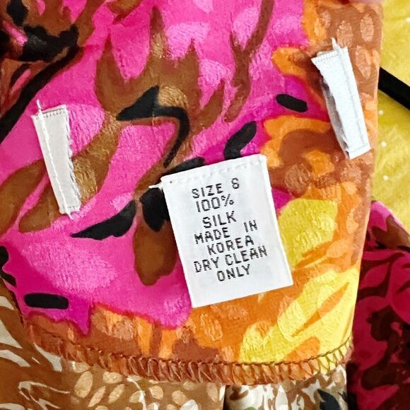 Vintage 80s GILLIAN Floral Silk Jacquard Dolman Ruffled Skirt DRESS Size S - Picture 10 of 11